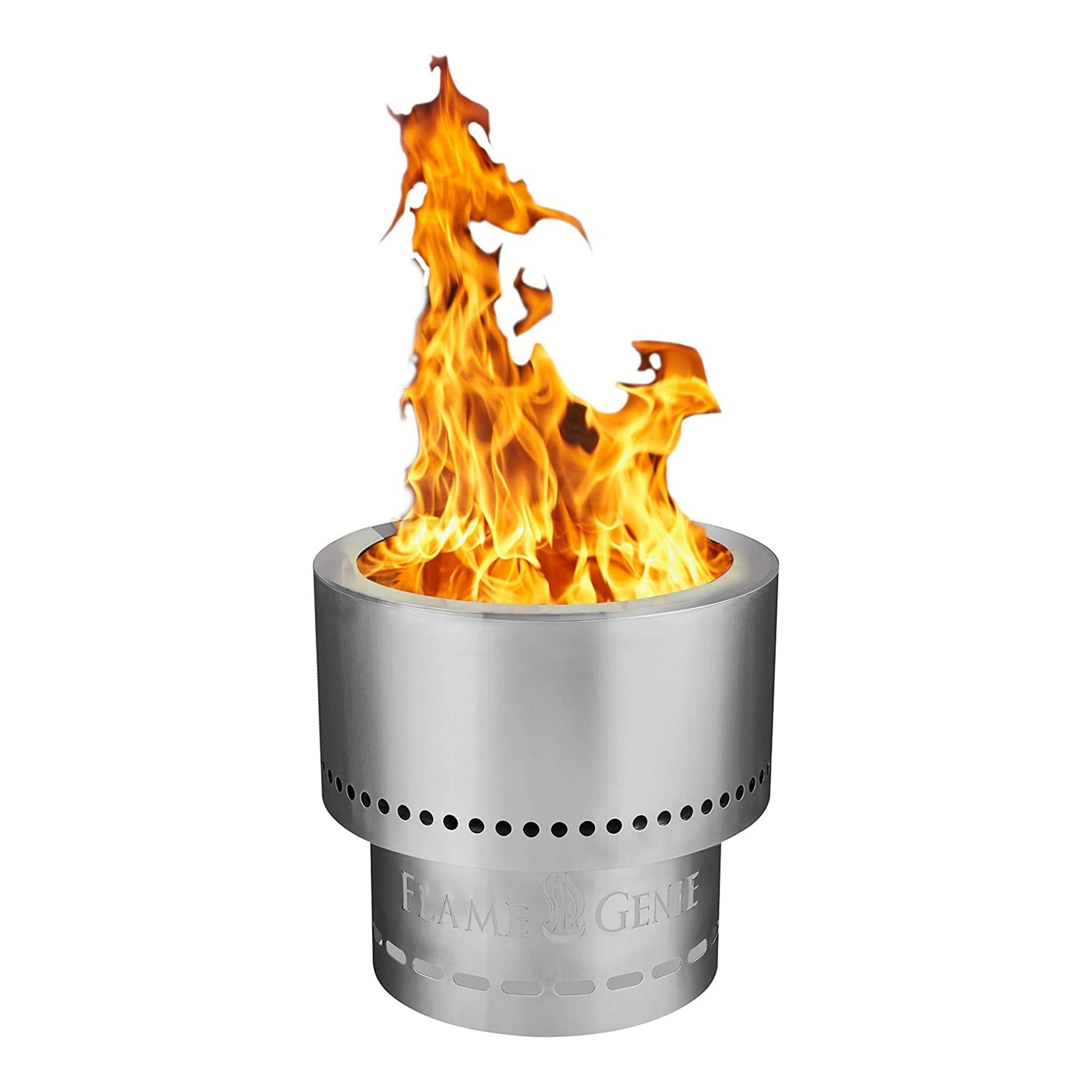 Flame Genie FG-16-SS 13.5 Inch Smoke Free Outdoor Fire Pit with Ash Pan, Steel - Home OXO
