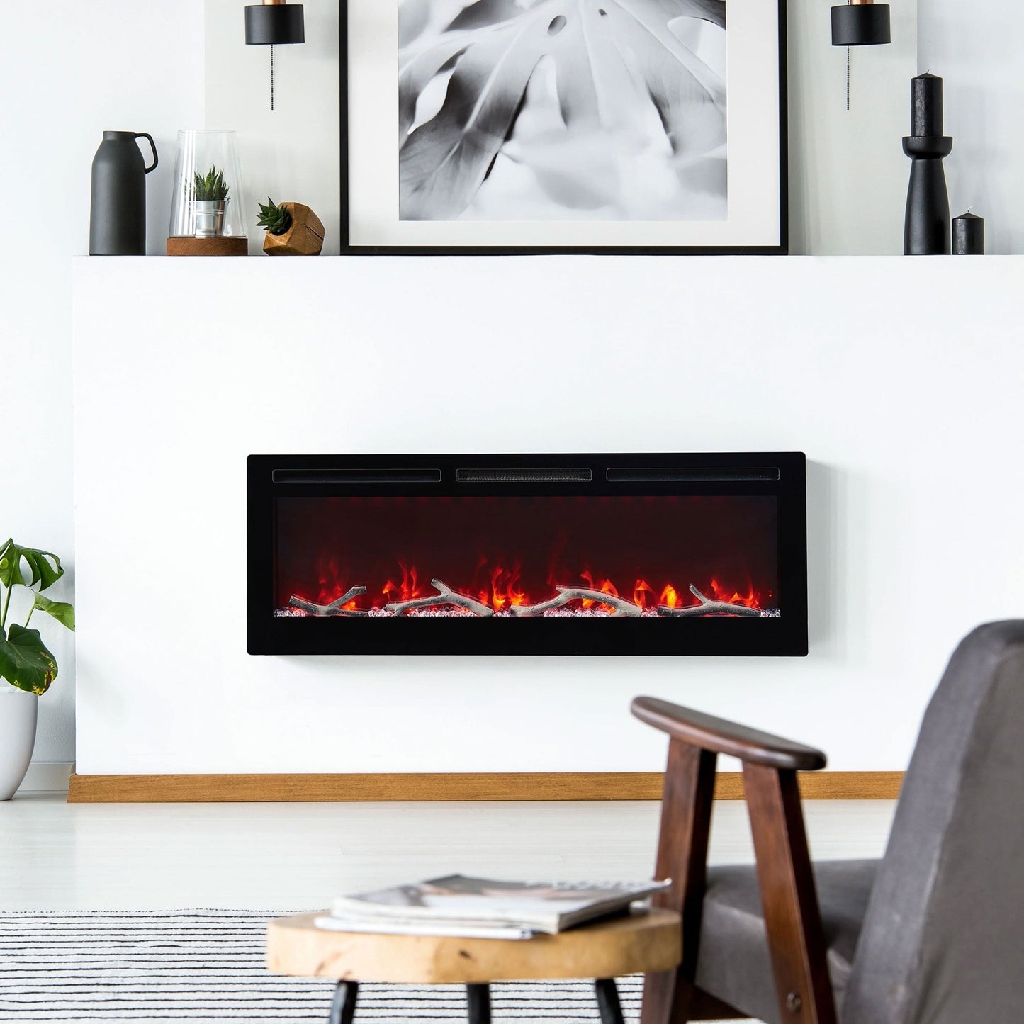 Edyo Living Wall Mount or Recessed Electric Fireplace with Touch Screen, 50 Inch - Home OXO