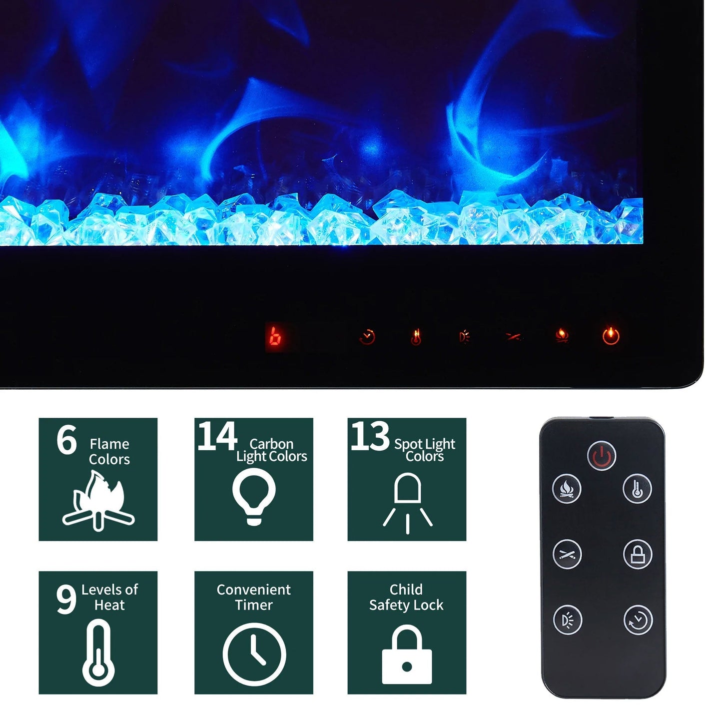 Edyo Living Wall Mount or Recessed Electric Fireplace with Touch Screen, 50 Inch - Home OXO