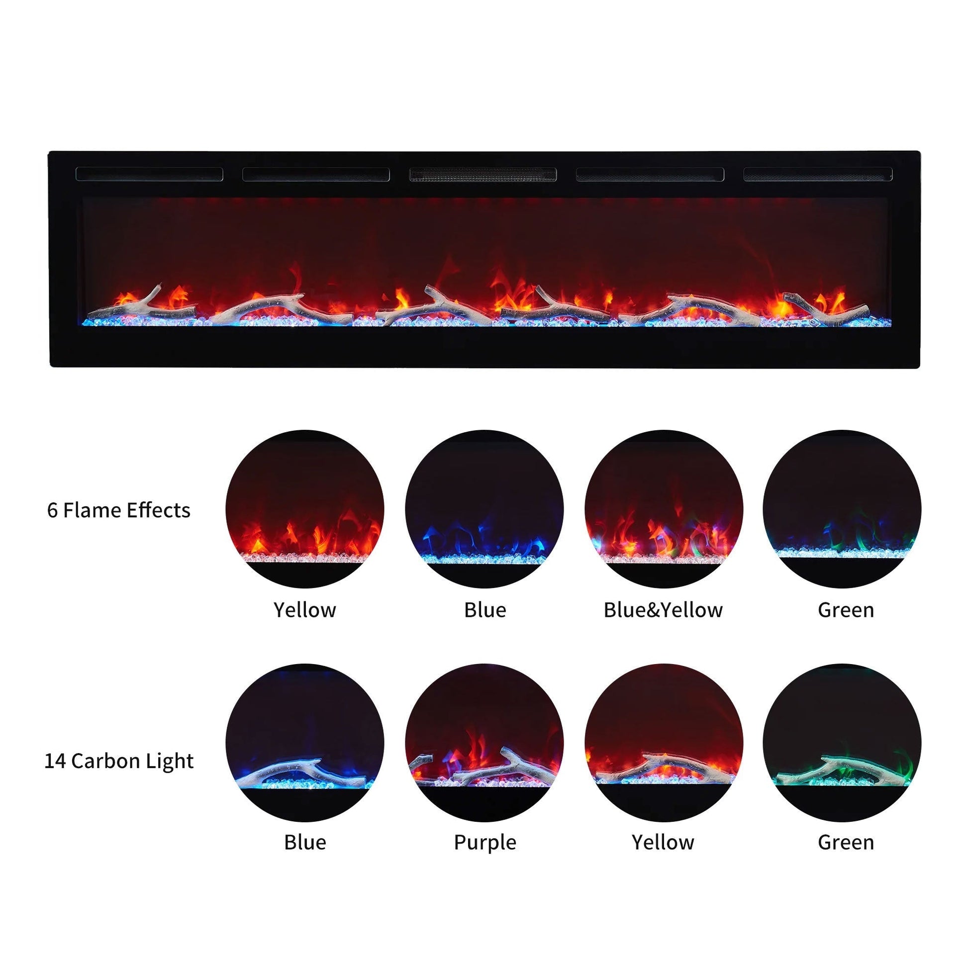 Edyo Living Wall Mount or Recessed Electric Fireplace with Touch Screen, 50 Inch - Home OXO