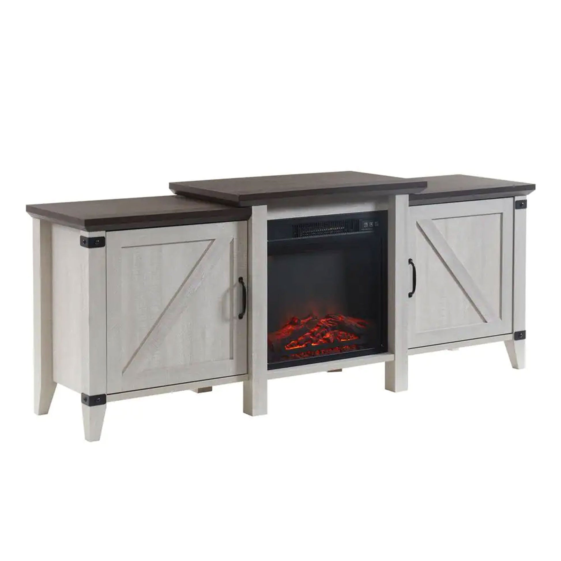 Edyo Living 63in Freestanding Wooden Electric Fireplace TV Stand Console, Grey - Home OXO