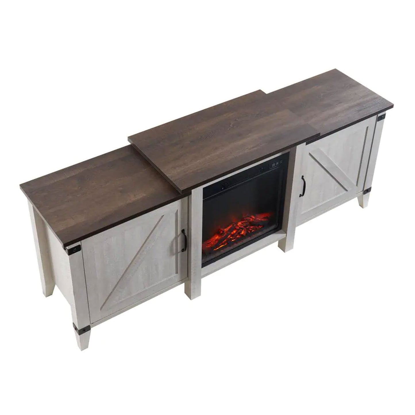 Edyo Living 63in Freestanding Wooden Electric Fireplace TV Stand Console, Grey - Home OXO