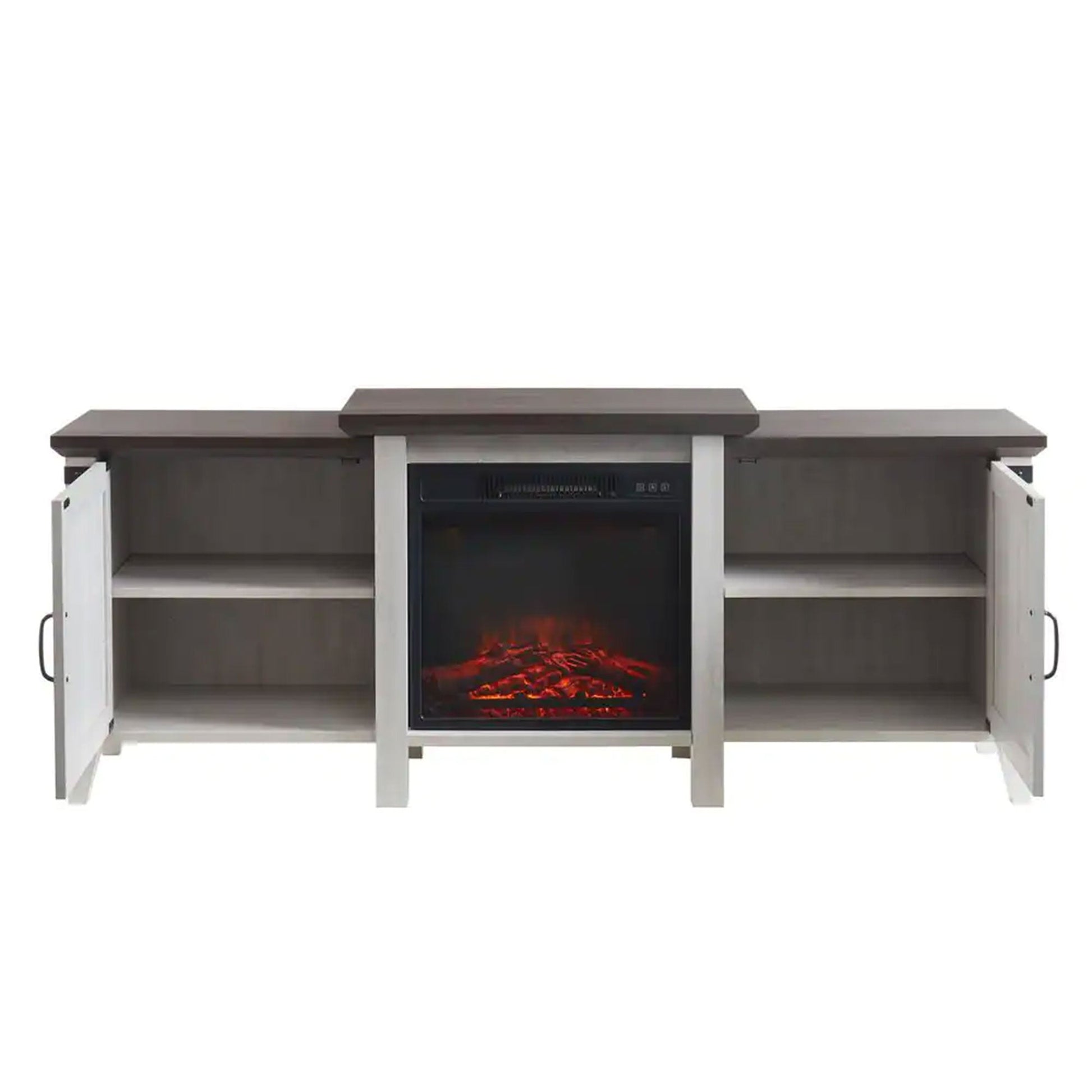 Edyo Living 63in Freestanding Wooden Electric Fireplace TV Stand Console, Grey - Home OXO