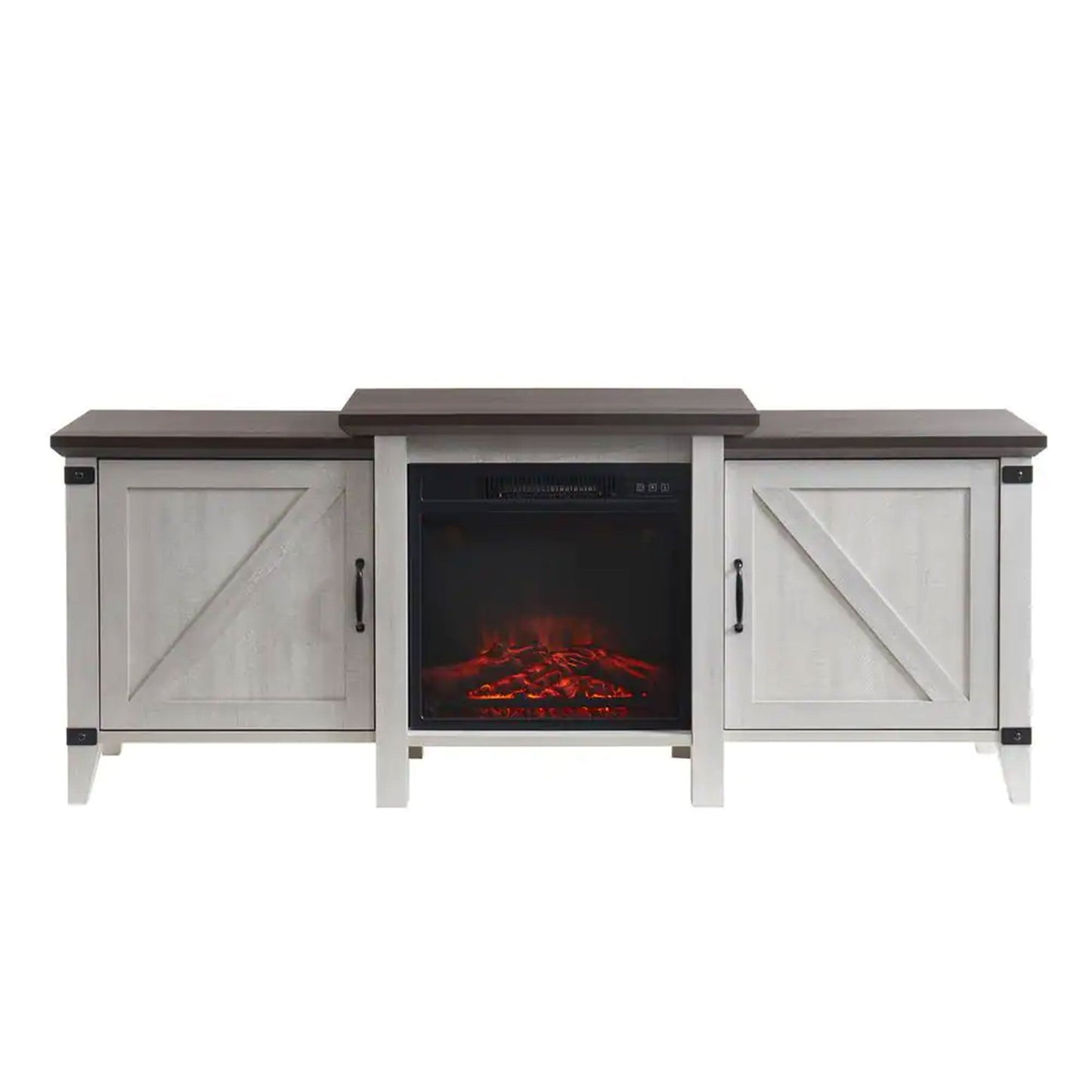 Edyo Living 63in Freestanding Wooden Electric Fireplace TV Stand Console, Grey - Home OXO
