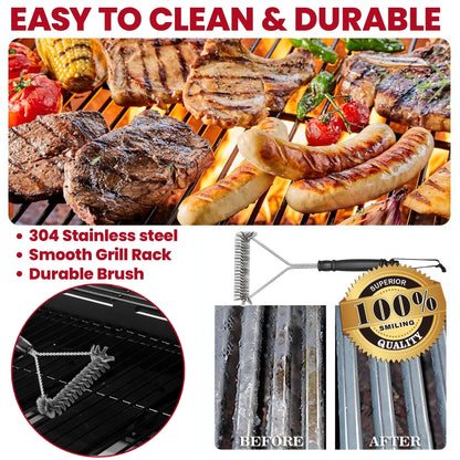 Enyopro 3 Burner Propane Gas Grill, 30,000BTU Stainless Steel Barbecue Grill with Foldable Side Table, Built-in Thermometer, Hanging Basket for Outdoor BBQ Camping Grill - Home OXO