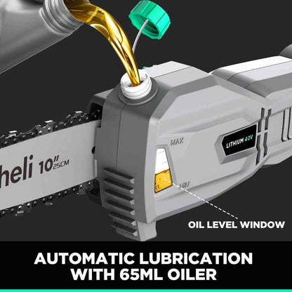 Litheli Cordless Pole Saw,10-Inch 40V Pole Saws for Tree Trimming, Battery Pole Saw With 2.5Ah Battery & Charger