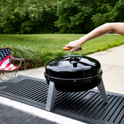 Americana Lock N Go Portable Charcoal Grill with Locking Hood & Bowl, Black - Home OXO