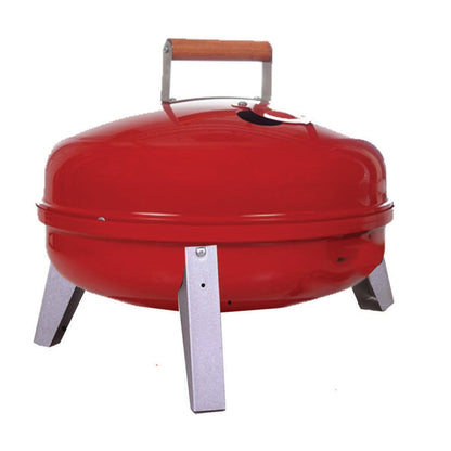 Americana Lock N Go Portable Charcoal Grill with Locking Hood and Bowl, Red - Home OXO