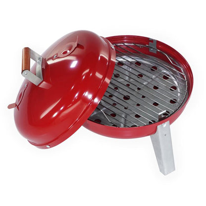 Americana Lock N Go Portable Charcoal Grill with Locking Hood and Bowl, Red - Home OXO