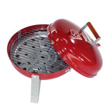 Americana Lock N Go Portable Charcoal Grill with Locking Hood and Bowl, Red - Home OXO