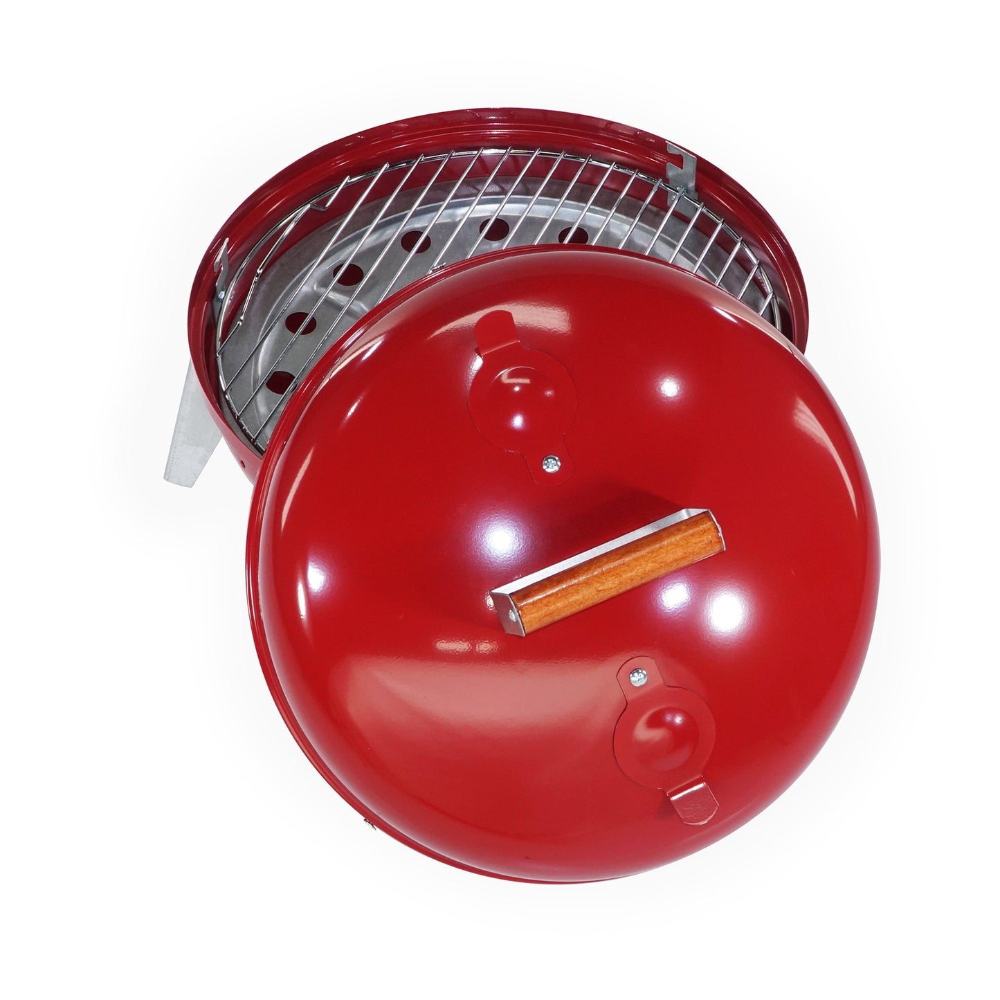 Americana Lock N Go Portable Charcoal Grill with Locking Hood and Bowl, Red - Home OXO