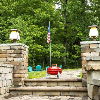 Americana Lock N Go Portable Charcoal Grill with Locking Hood and Bowl, Red - Home OXO