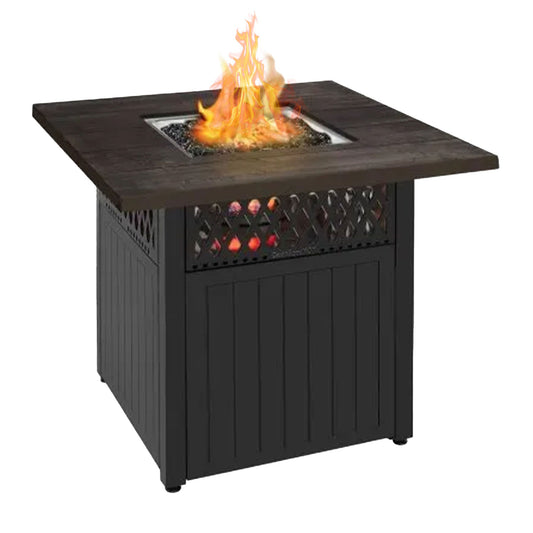 Four Seasons Courtyard Dual Heat 41,000 BTU Square Gas Fire Pit with Tabletop - Home OXO
