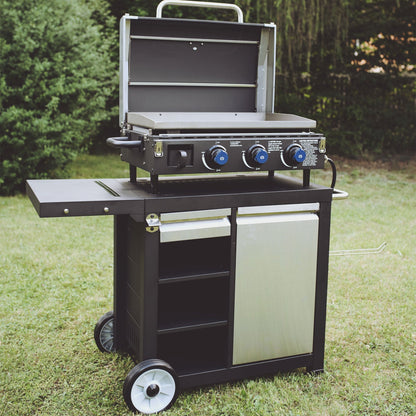 Razor Universal Rolling Prep Cart and 25 Inch Double Burner LP Propane Gas Grill - Home OXO