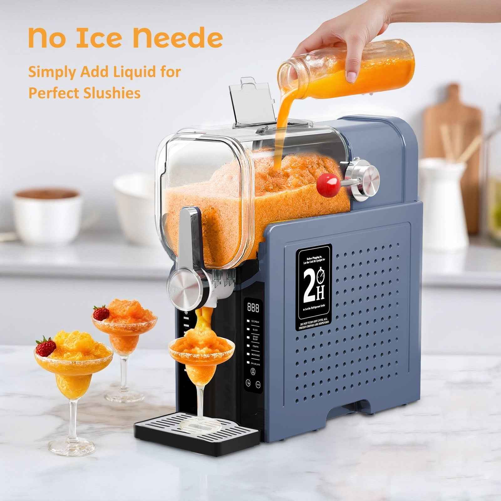 Slushie Machine, Sand Ice Maker, Frozen Drink Maker with 6 Preset Modes | No Ice Needed | Self-Cleaning Slush Machine for Home or Commercial Use | Perfect for Smoothies, Margaritas, Dark Blue