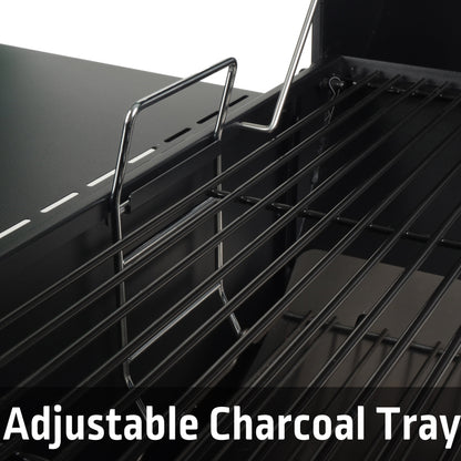 Expert Grill 28" Charcoal Offset Smoker Grill with Side Firebox, Black, New - Home OXO