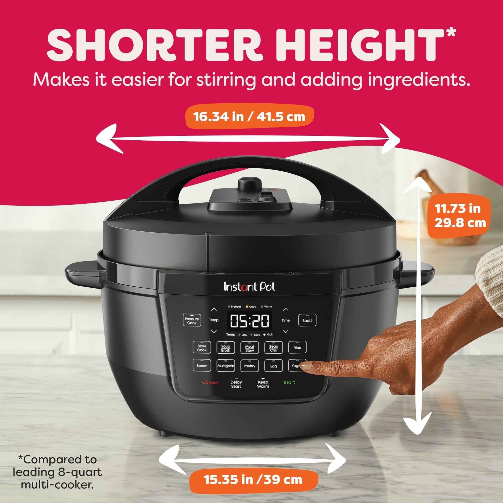 Instant Pot 7.5 Qt RIO Wide Base 7-in-1 Multi-Cooker, Pressure Cooker, Slow Cook & more, Black