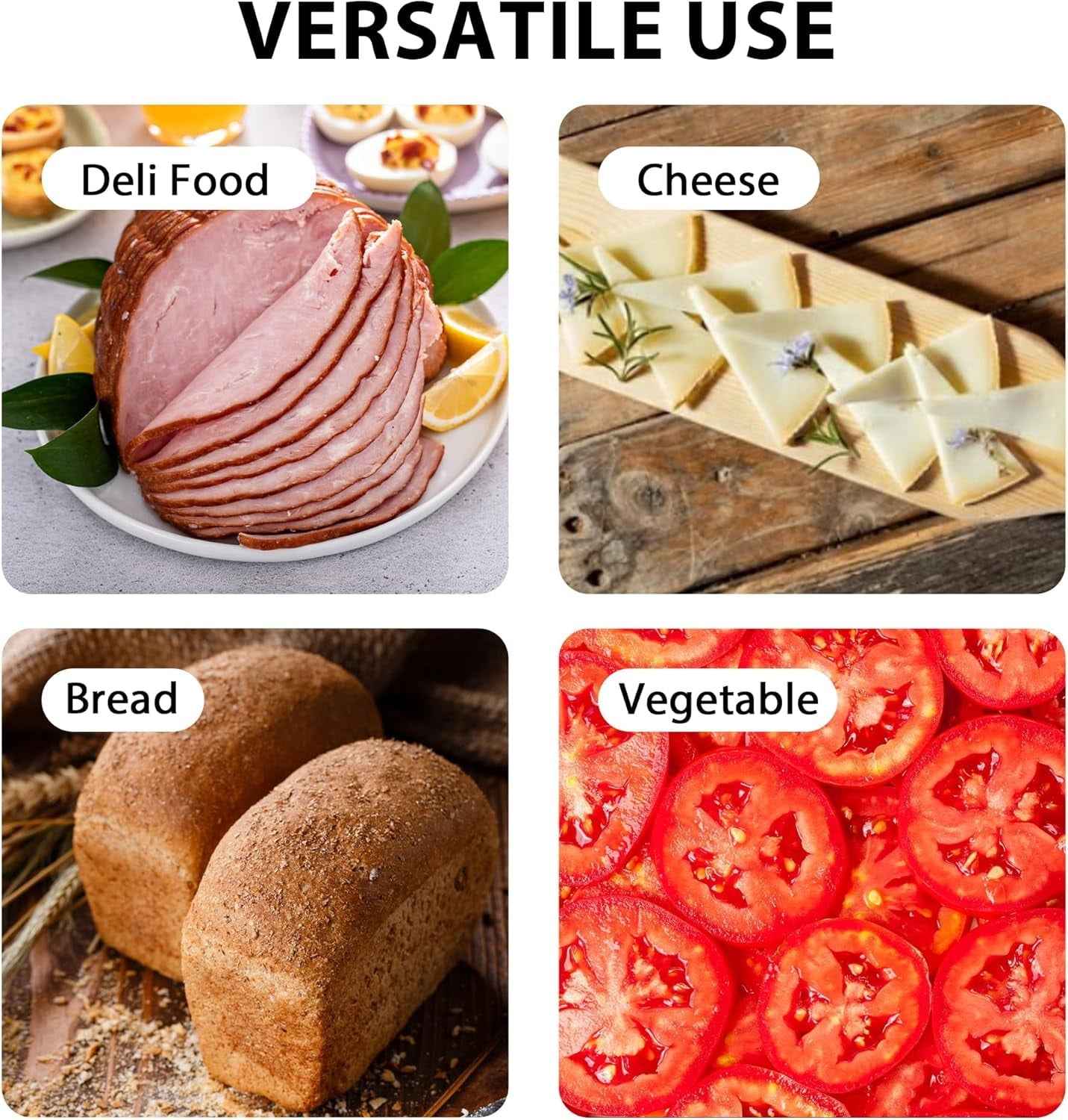 Valley Sportsman 7.5" Electric Meat Slicer w/Stainless Blade 180W Adjustable Thickness Cuts Meat/Bread/Cheese