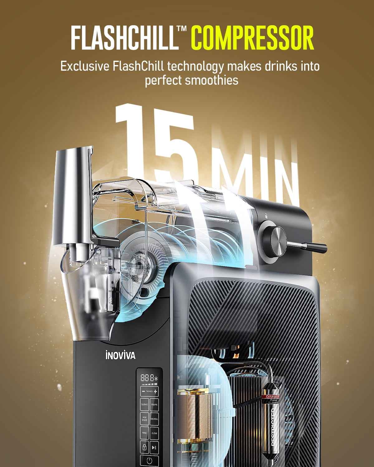 Slushie Machine, No Ice Needed, INOVIVA 68 oz Frozen Drink Maker for Home with Self-Cleaning, 5 Preset Programs, Frozen Margaritas, Frappés, Milkshake, and More