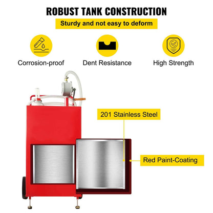 SKYSHALO VV-SYJYC-OI2, 30 Gallon Gasoline Diesel Portable Fuel Caddy Manuel Transfer Pump Red