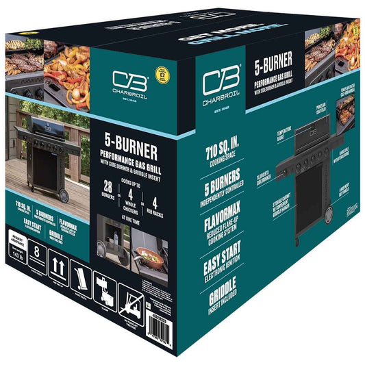Charbroil Performance Series FlavorMax 5-Burner Gas Grill with Side Burner and 12" Griddle