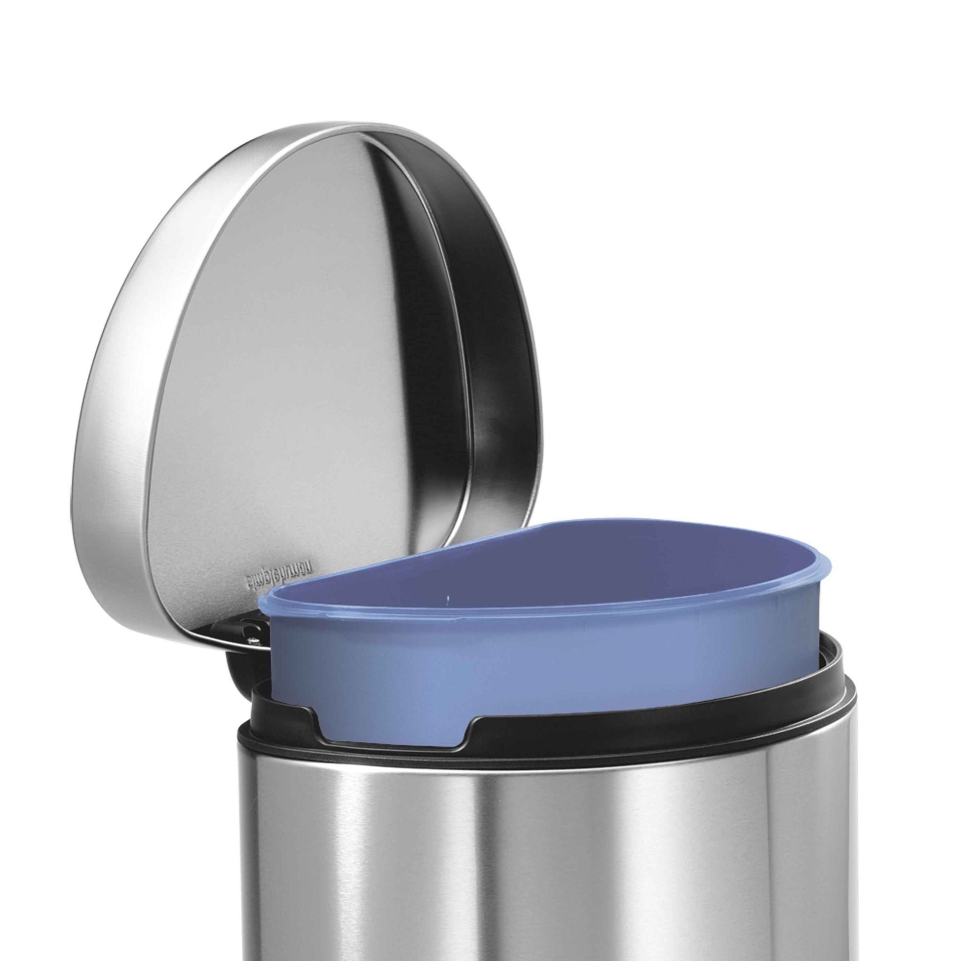 simplehuman 10 Liter / 2.6 Gallon Small Semi-Round Bathroom Step Trash Can, Brushed Stainless Steel