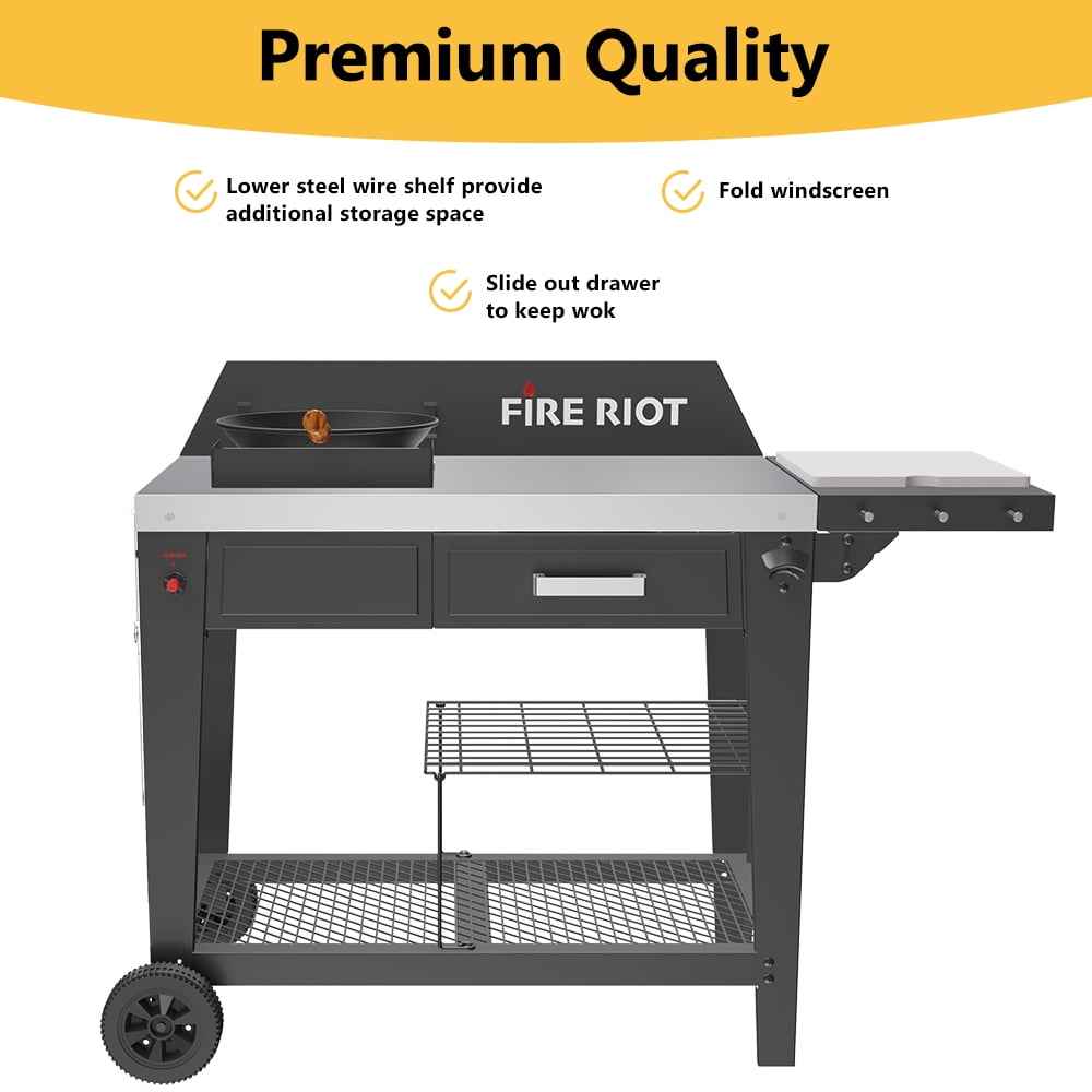 Heavy-Duty 50,000 BTU Outdoor Wok & Propane Deep Fryer Station – 12.6” Carbon Steel Wok & Cajun Turkey Fryer for Stir-Fry, Searing, Tailgating, Fishing, and Outdoor Cooking