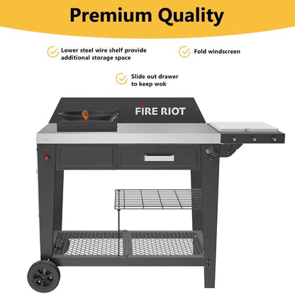 Heavy-Duty 50,000 BTU Outdoor Wok & Propane Deep Fryer Station – 12.6” Carbon Steel Wok & Cajun Turkey Fryer for Stir-Fry, Searing, Tailgating, Fishing, and Outdoor Cooking