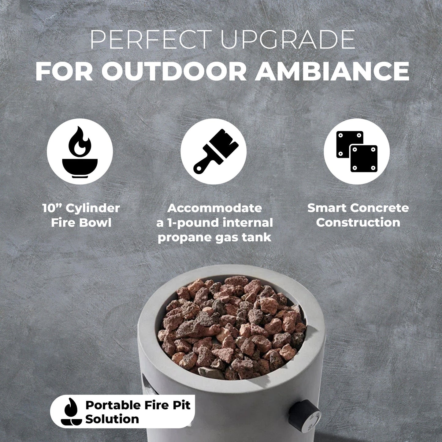 Four Seasons Courtyard 10,000 BTU 10 Inch Round Column Portable Gas Fire Pit - Home OXO