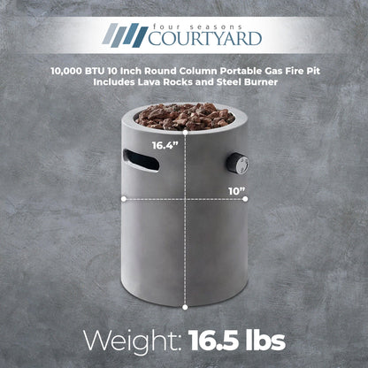 Four Seasons Courtyard 10,000 BTU 10 Inch Round Column Portable Gas Fire Pit - Home OXO