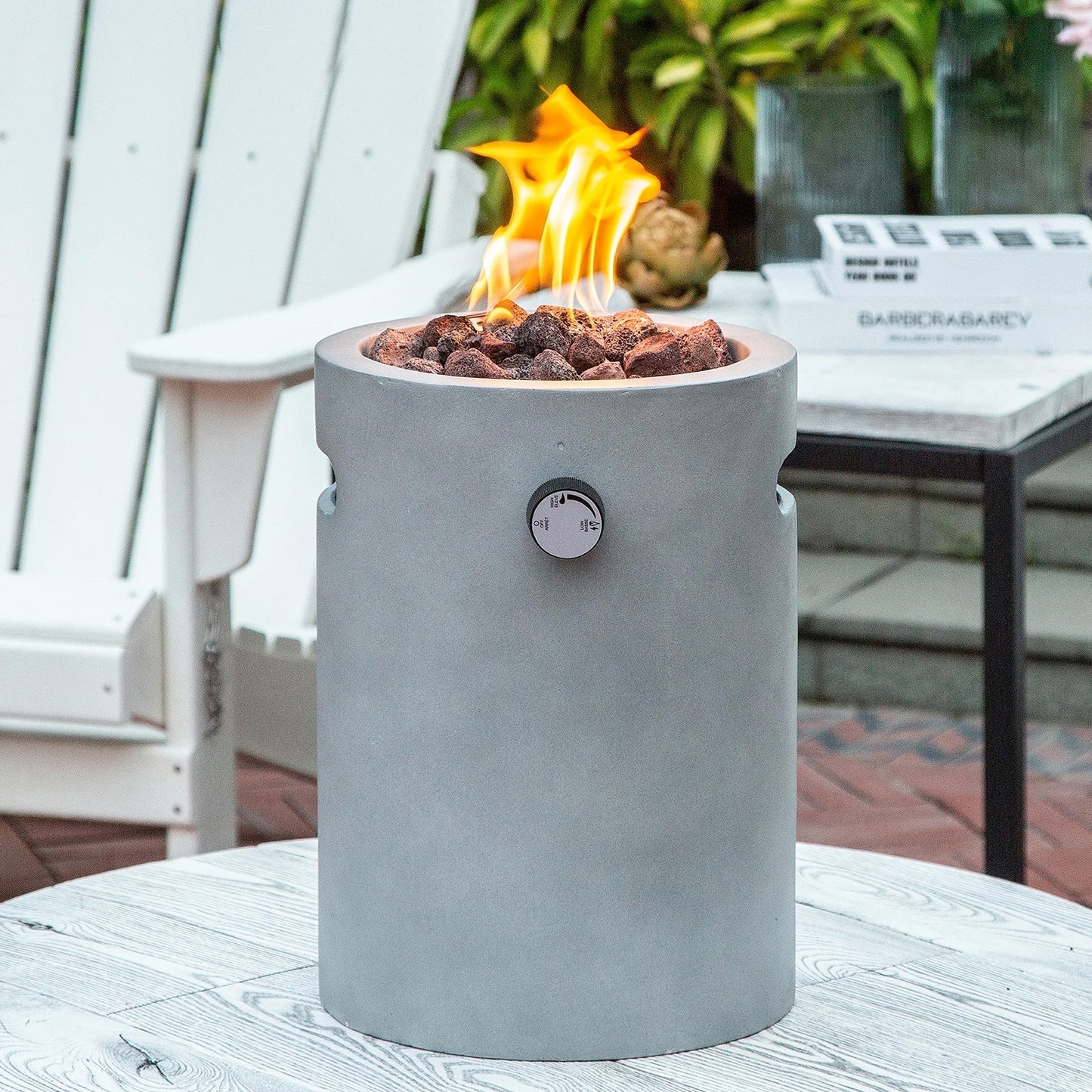 Four Seasons Courtyard 10,000 BTU 10 Inch Round Column Portable Gas Fire Pit - Home OXO