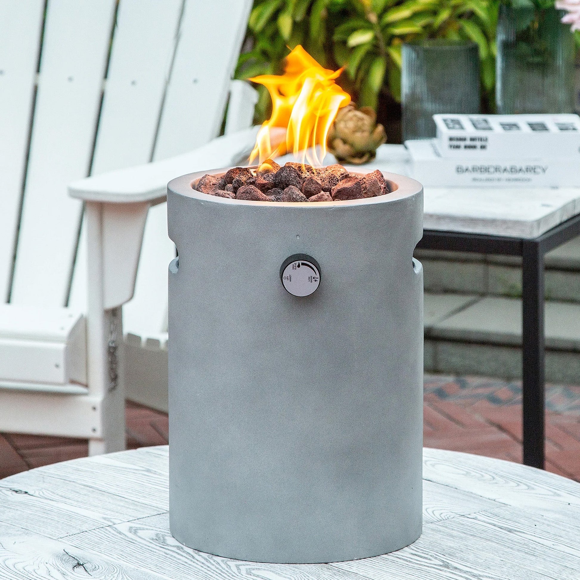 Four Seasons Courtyard 10,000 BTU 10 Inch Round Column Portable Gas Fire Pit - Home OXO