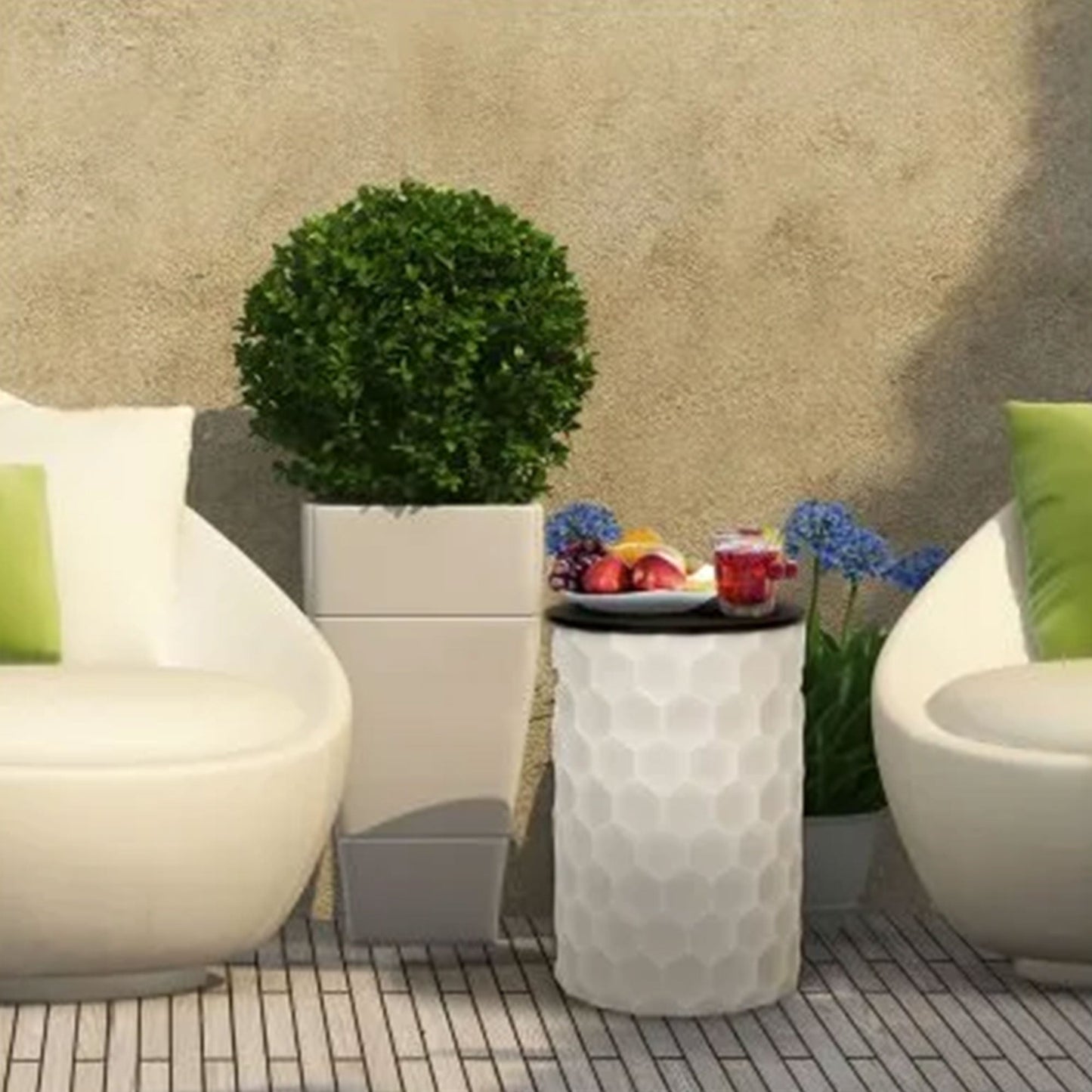 Four Seasons Courtyard Gas Fire Pit with Honeycomb Stone Pattern for Outdoor Use - Home OXO