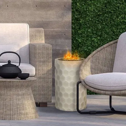 Four Seasons Courtyard Gas Fire Pit with Honeycomb Stone Pattern for Outdoor Use - Home OXO