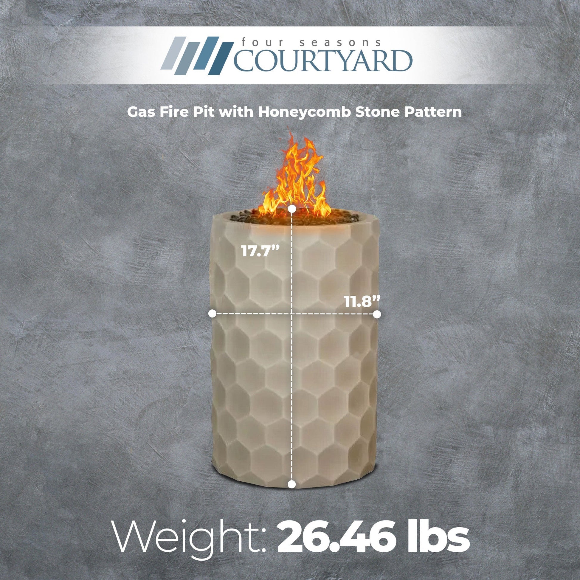 Four Seasons Courtyard Gas Fire Pit with Honeycomb Stone Pattern for Outdoor Use - Home OXO