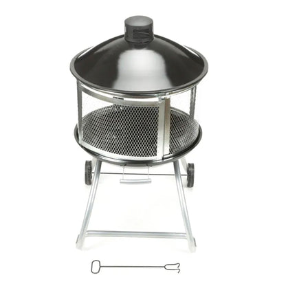 Four Seasons Courtyard 28 Inches Portable Fire Pit with Sliding Door Design - Home OXO