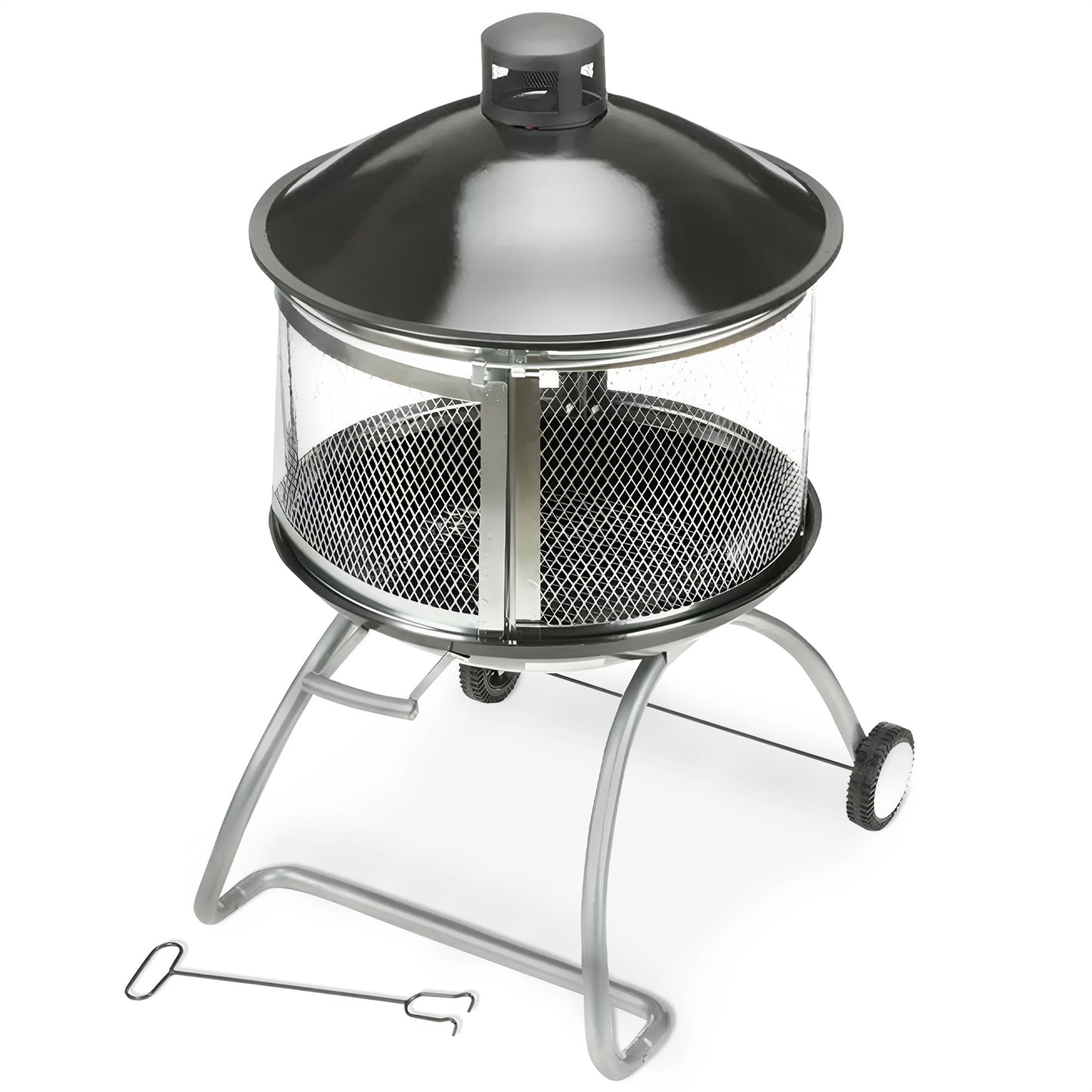 Four Seasons Courtyard 28 Inches Portable Fire Pit with Sliding Door Design - Home OXO