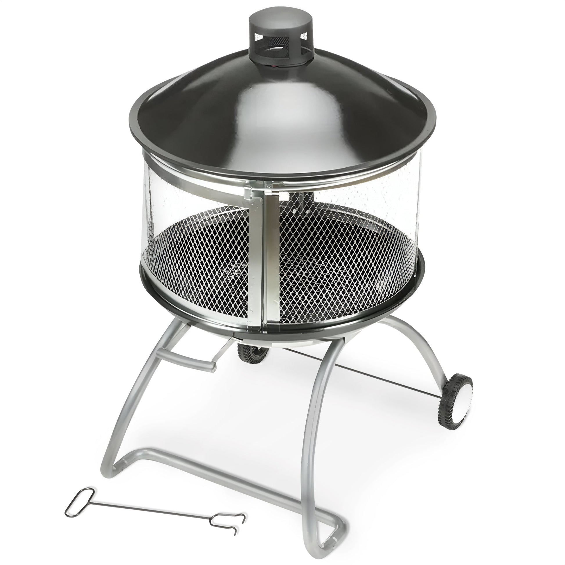 Four Seasons Courtyard 28 Inches Portable Fire Pit with Sliding Door Design - Home OXO