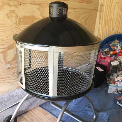 Four Seasons Courtyard 28 Inches Portable Fire Pit with Sliding Door Design - Home OXO