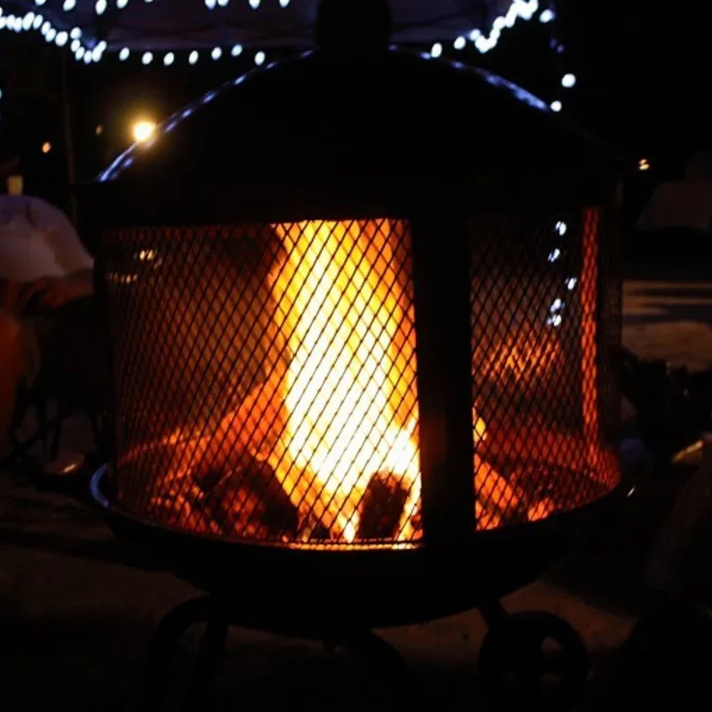 Four Seasons Courtyard 28 Inches Portable Fire Pit with Sliding Door Design - Home OXO