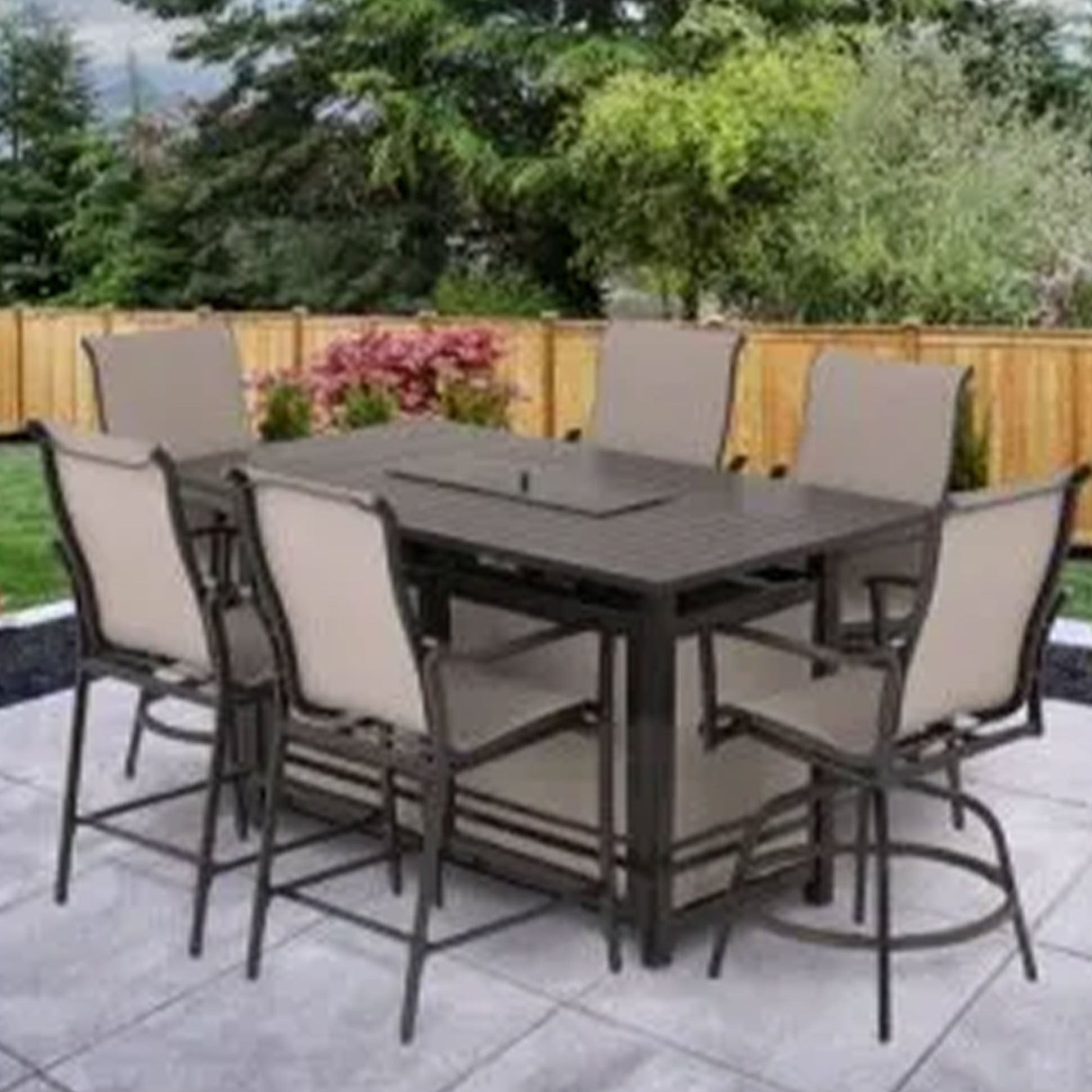 Four Seasons Courtyard Manhattan LP Gas Aluminum Fire Pit Table, Charcoal Gray - Home OXO