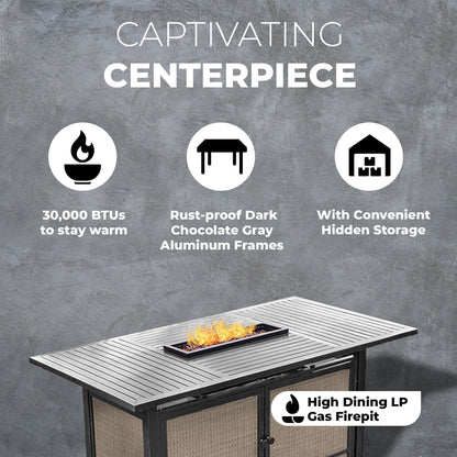 Four Seasons Courtyard Manhattan LP Gas Aluminum Fire Pit Table, Charcoal Gray - Home OXO