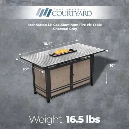 Four Seasons Courtyard Manhattan LP Gas Aluminum Fire Pit Table, Charcoal Gray - Home OXO