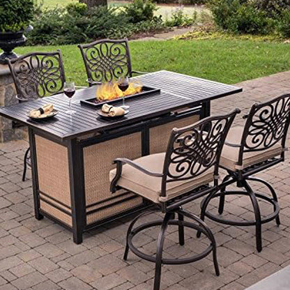 Four Seasons Courtyard Manhattan LP Gas Aluminum Fire Pit Table, Charcoal Gray - Home OXO