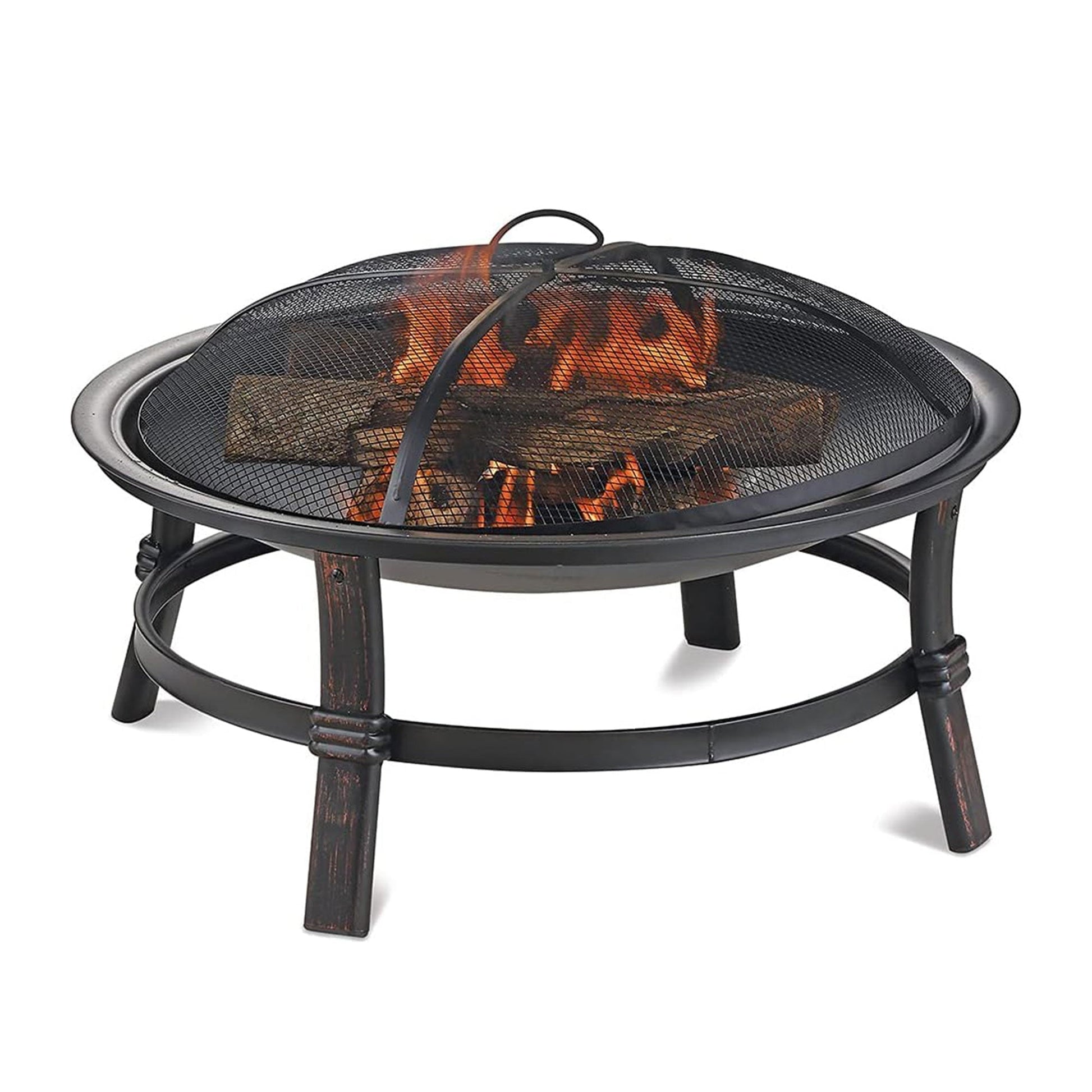 Mr. Bar-B-Q 29.3 Inch Wood Burning Fireplace with Match Light Ignition, Black - Home OXO