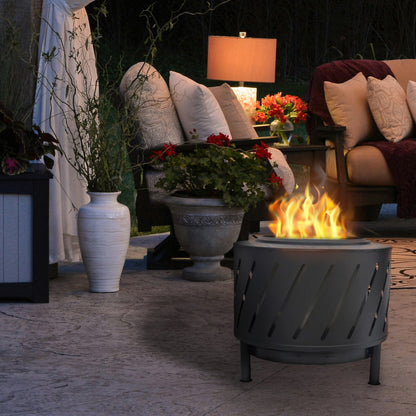 Four Seasons Courtyard 24" Round Steel Smokeless High Temperature Firepit, Black - Home OXO