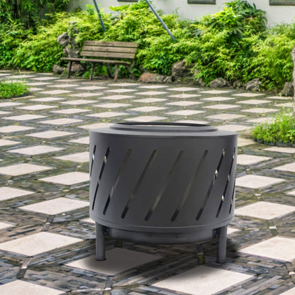 Four Seasons Courtyard 24" Round Steel Smokeless High Temperature Firepit, Black - Home OXO