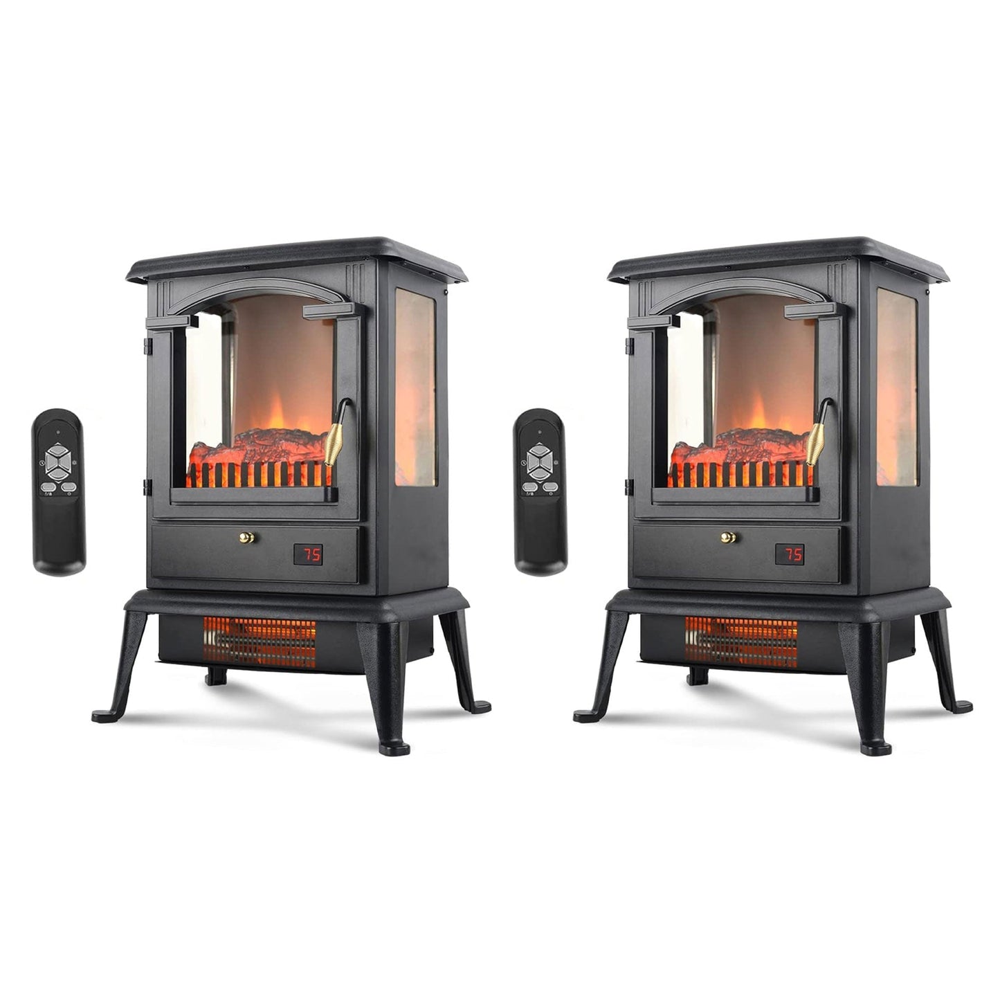 VOLTORB Freestanding Portable Electric Fireplace Heater Stove w/Remote (2 Pack) - Home OXO