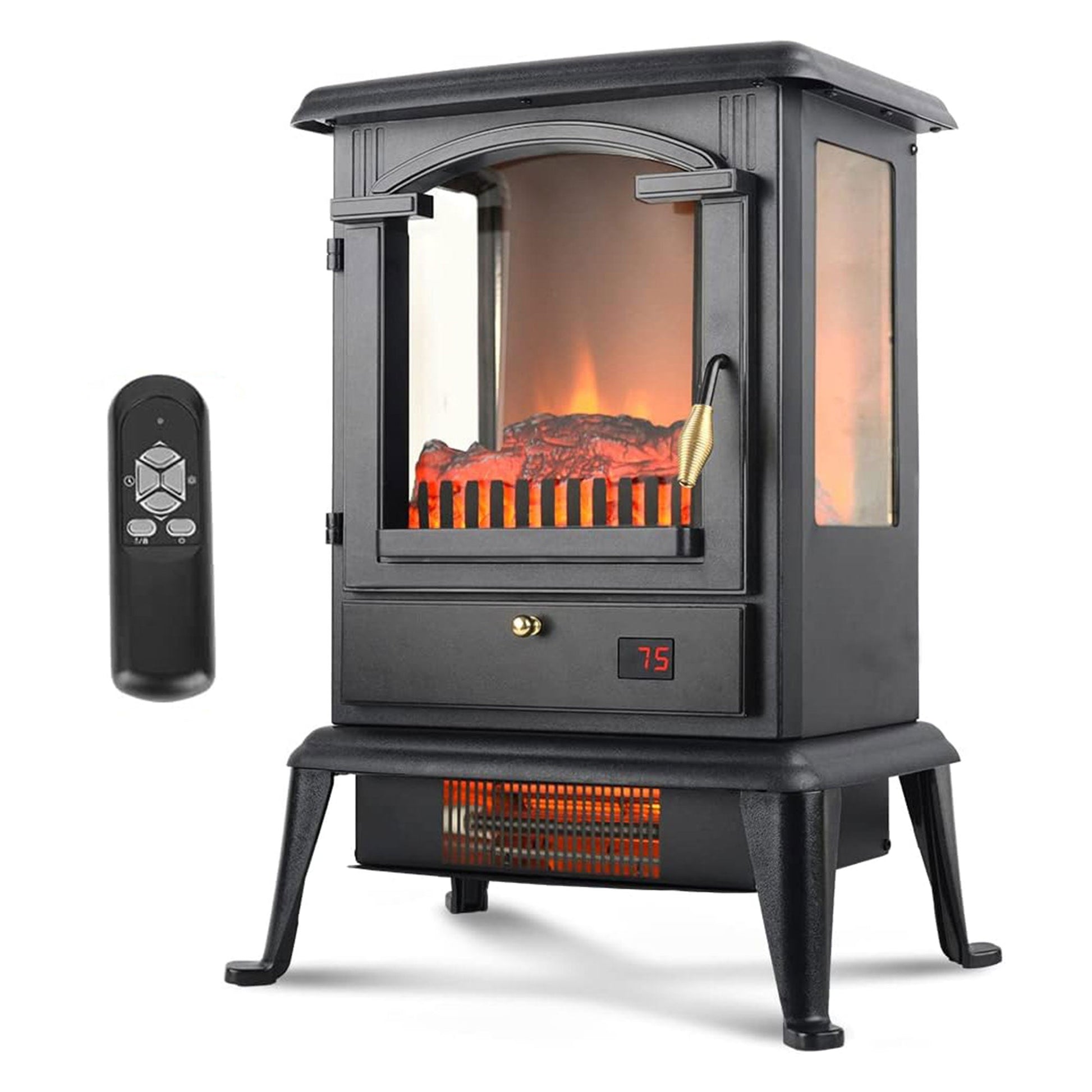 VOLTORB Freestanding Portable Electric Fireplace Heater Stove w/Remote (2 Pack) - Home OXO