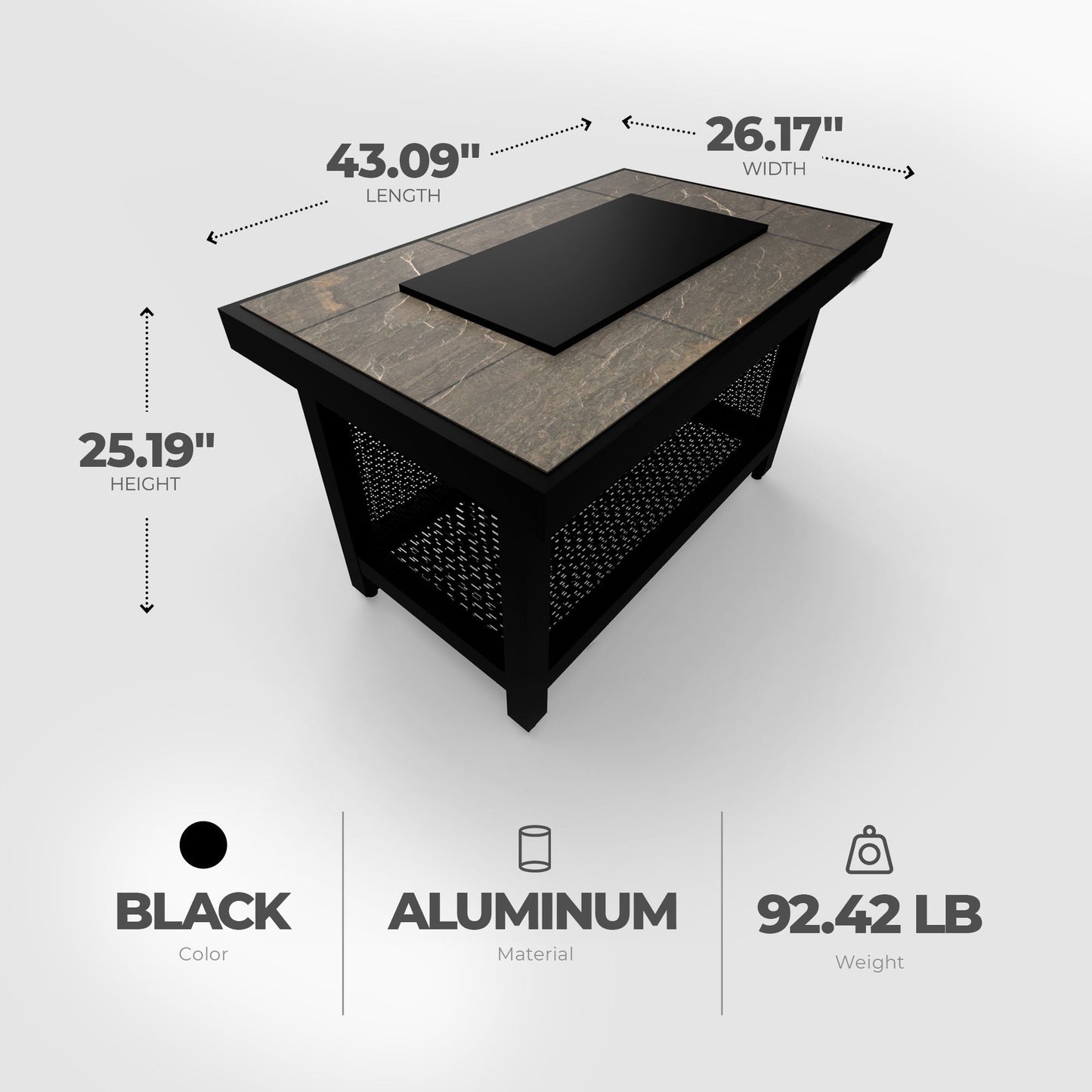 Four Seasons Courtyard Wilmette Firepit Woven Wicker with Grouted Stone Top - Home OXO